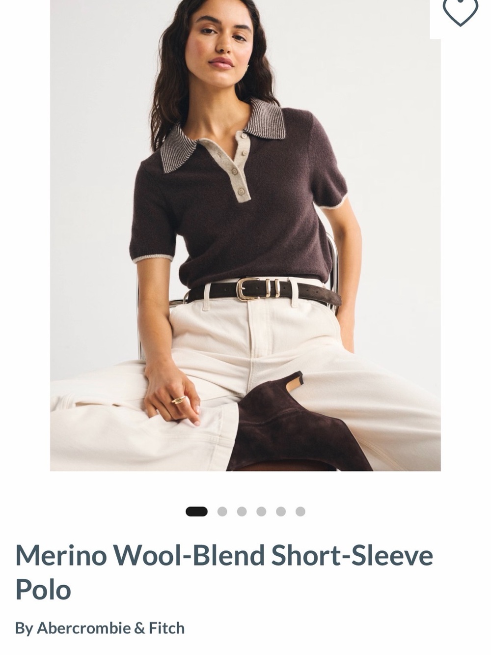 Abercrombie & Fitch Short-Sleeve Polo in Dark Brown with Cream Trim